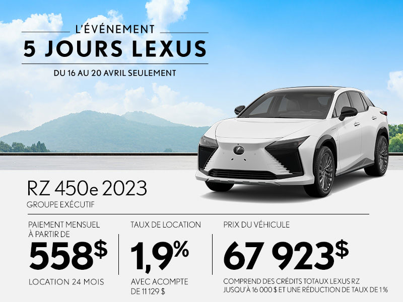 Promotion Lexus RZ neuf à Montréal