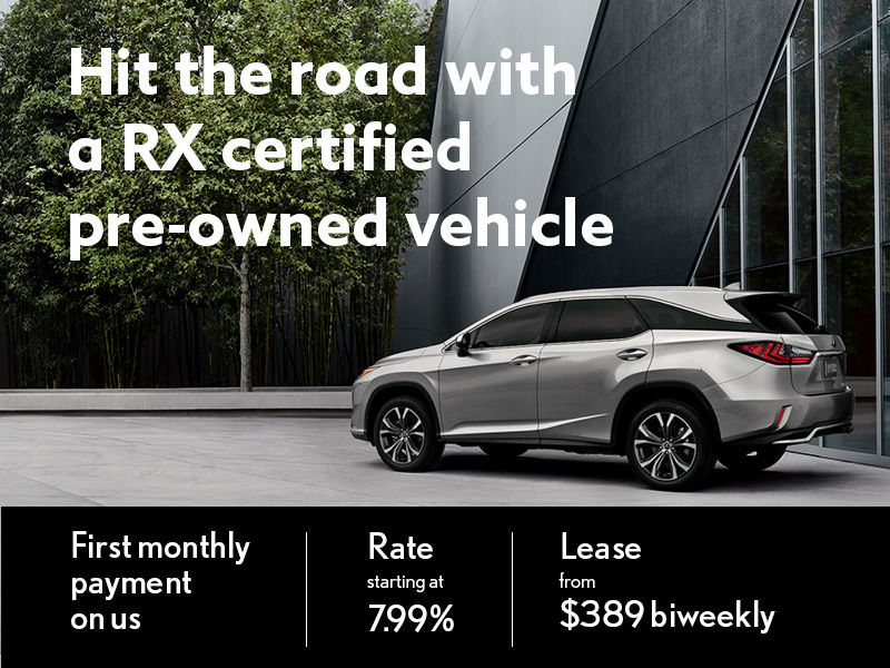 Hit the road with a RX certified pre-owned vehicle