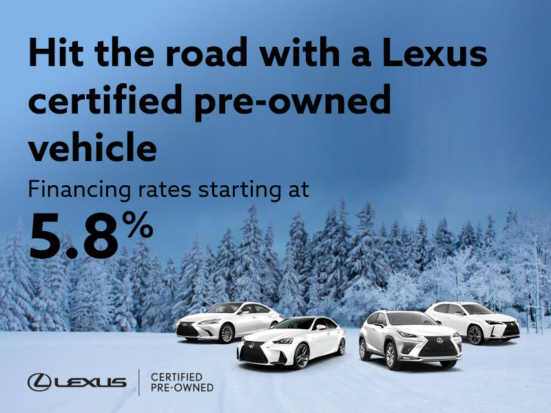 Hit the road with a Lexus certified pre-owned vehicle