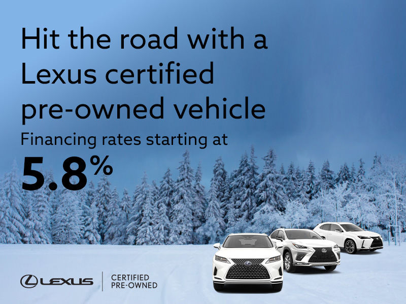 Hit the road with a Lexus certified pre-owned vehicle