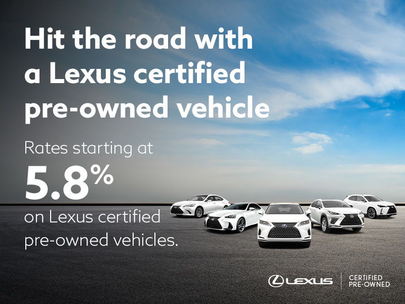 Hit the road with a Lexus certified pre-owned vehicle