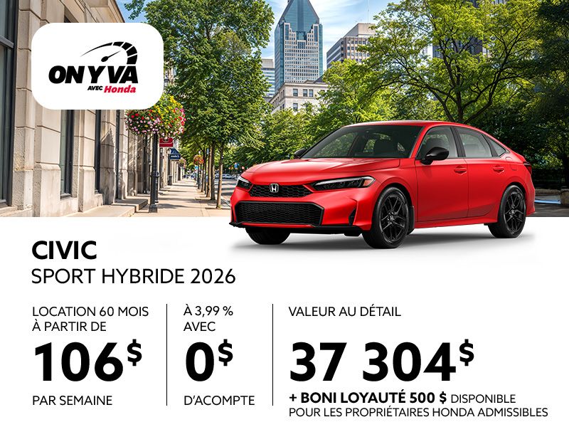 Honda Civic neuf en promotion à Montréal