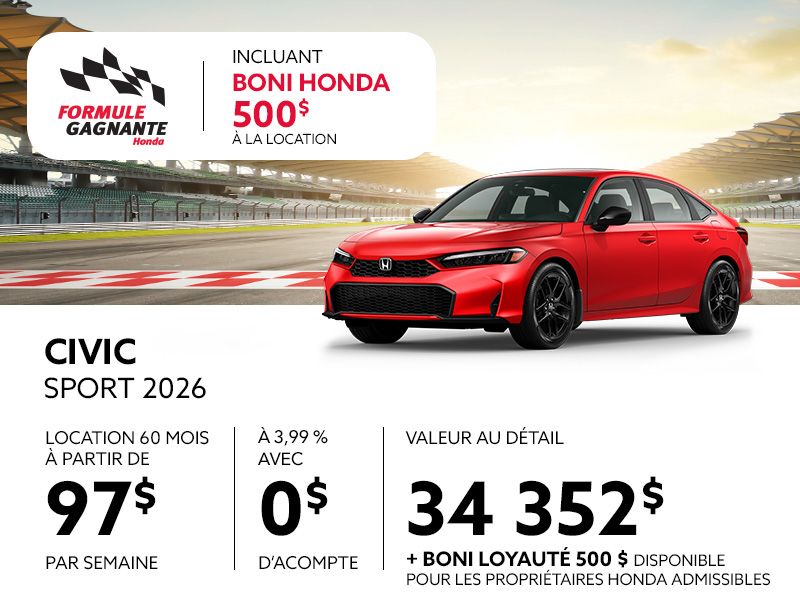 Honda Civic neuf en promotion à Montréal