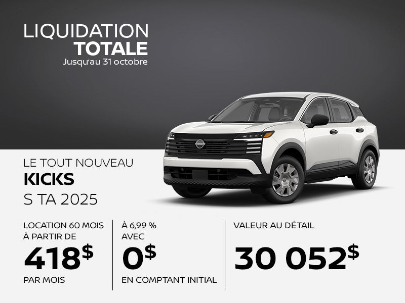 Nissan Kicks neuf en promotion à Montréal