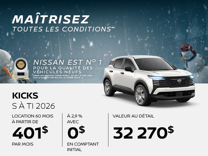 Nissan Kicks neuf en promotion à Montréal