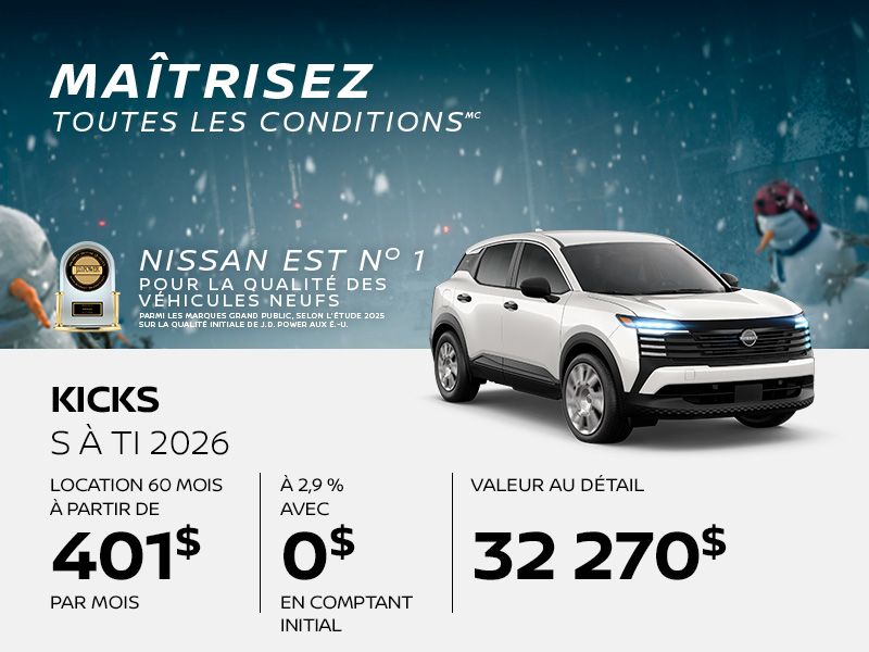 Nissan Kicks neuf en promotion à Montréal