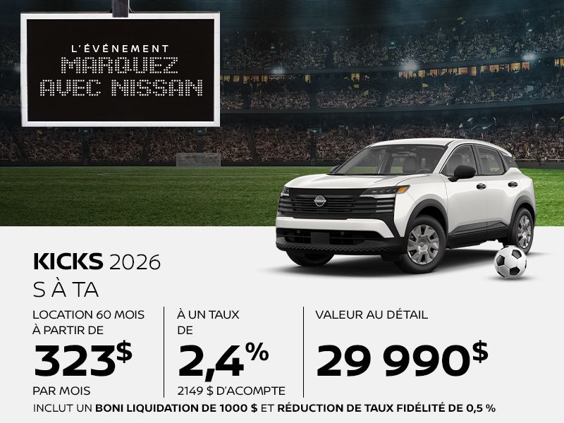 Nissan Kicks neuf en promotion à Montréal