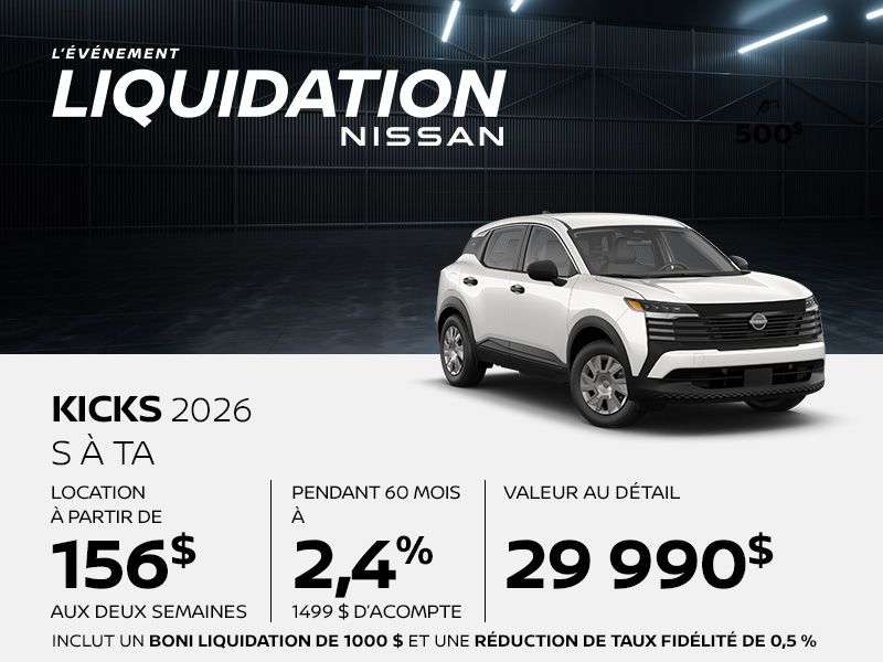 Nissan Kicks neuf en promotion à Montréal