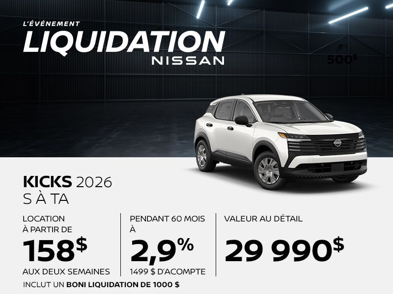 Nissan Kicks neuf en promotion à Montréal
