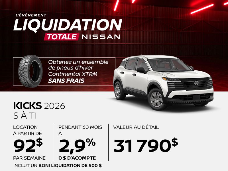 Nissan Kicks TI neuf en promotion à Montréal