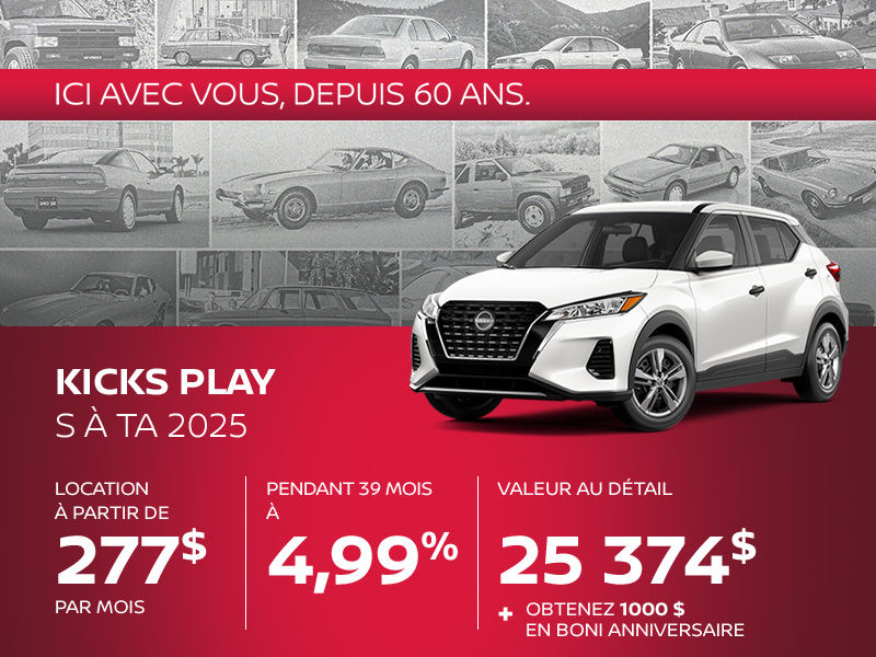 Nissan Kicks Play neuf en promotion  Montral