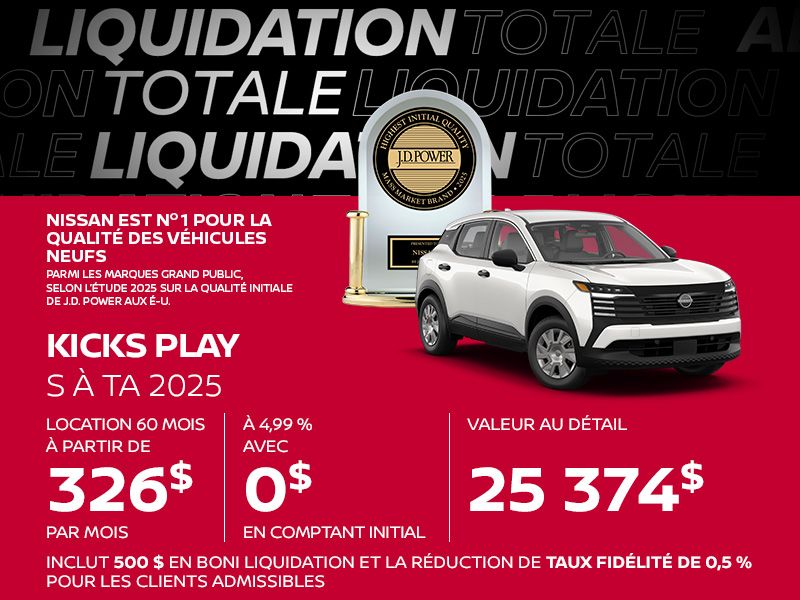 Nissan Kicks Play neuf en promotion à Montréal