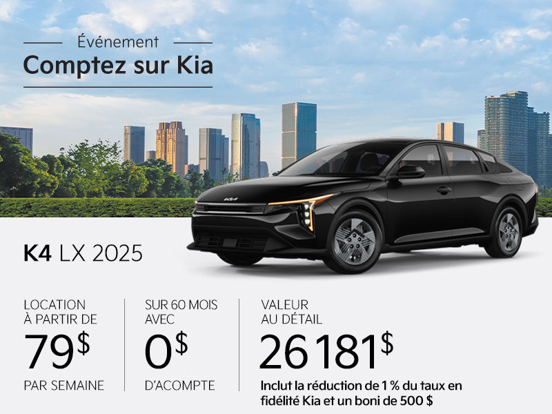 Kia K4 neuf en promotion à Montréal