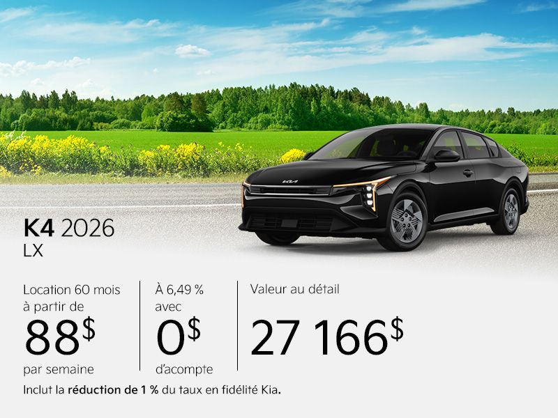 Kia K4 neuf en promotion à Montréal