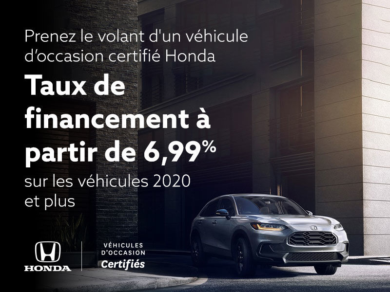 Profitez des avantages d'un véhicule d'occasion certifié Honda