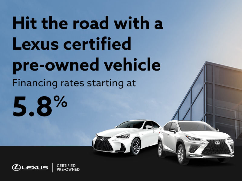 Hit the road with a Lexus certified pre-owned vehicle