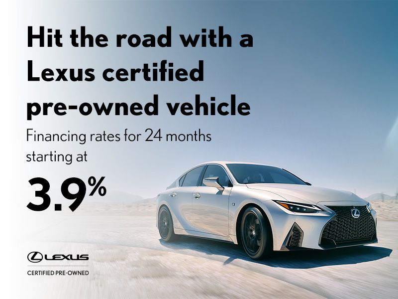 Hit the road with a Lexus certified pre-owned vehicle