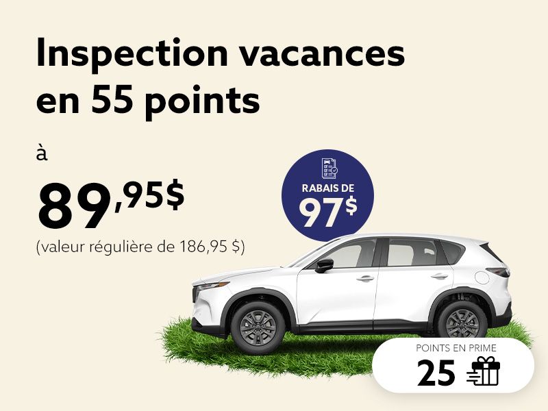 L'été vous appartient. Partez l'esprit tranquille, avec l'inspection 55 points.
