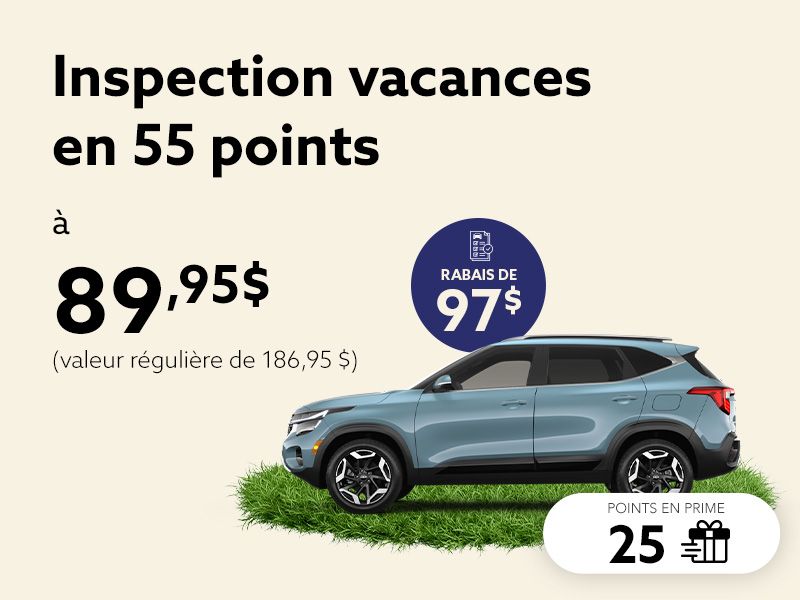 Partez l'esprit tranquille, avec l'inspection 55 points.