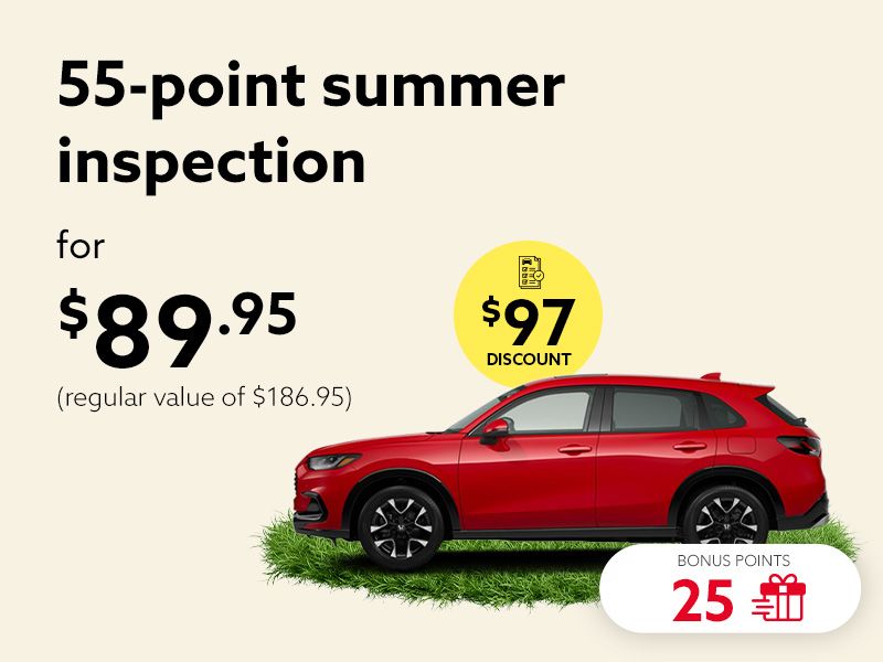Summer is yours. Hit the road with total peace of mind, with our 55-point inspection.
