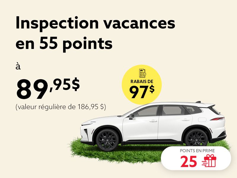 L'été vous appartient. Partez l'esprit tranquille, avec l'inspection 55 points.