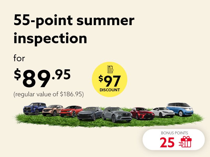 Hit the road with total peace of mind, with our 55-point inspection.