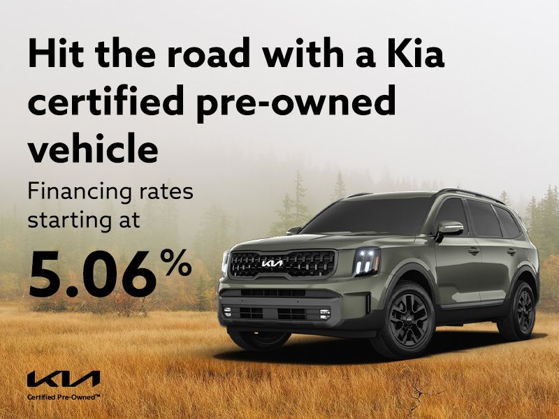 Hit the road with a Kia certified pre-owned vehicle