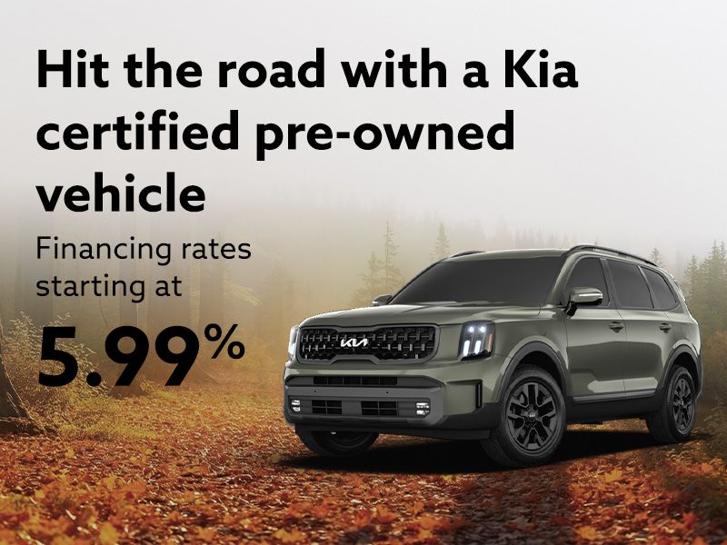 Hit the road with a Kia certified pre-owned vehicle