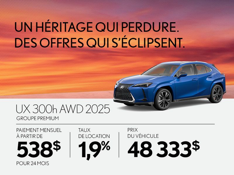 Promotion Lexus UX neuf à Montréal