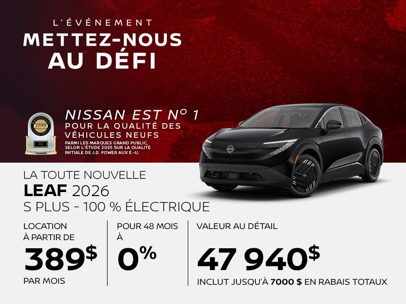 Nissan Leaf neuf en promotion à Montréal
