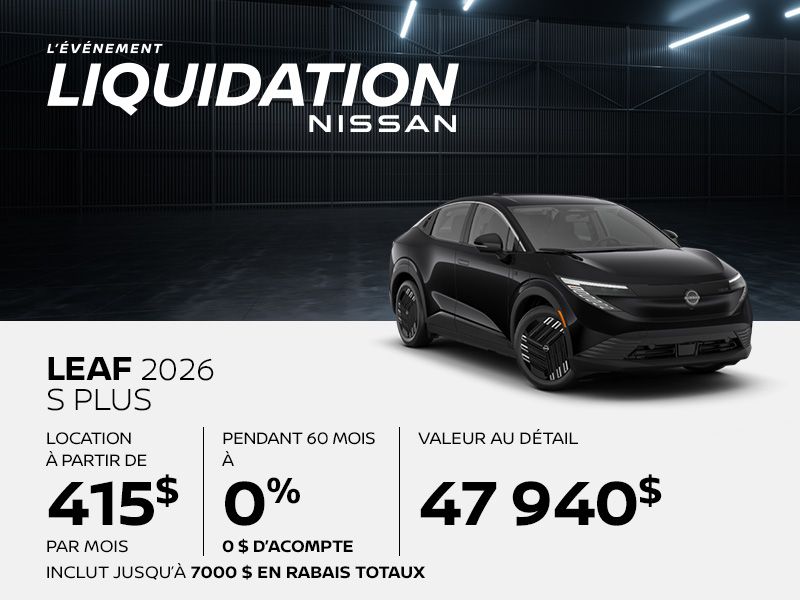 Nissan Leaf neuf en promotion à Montréal