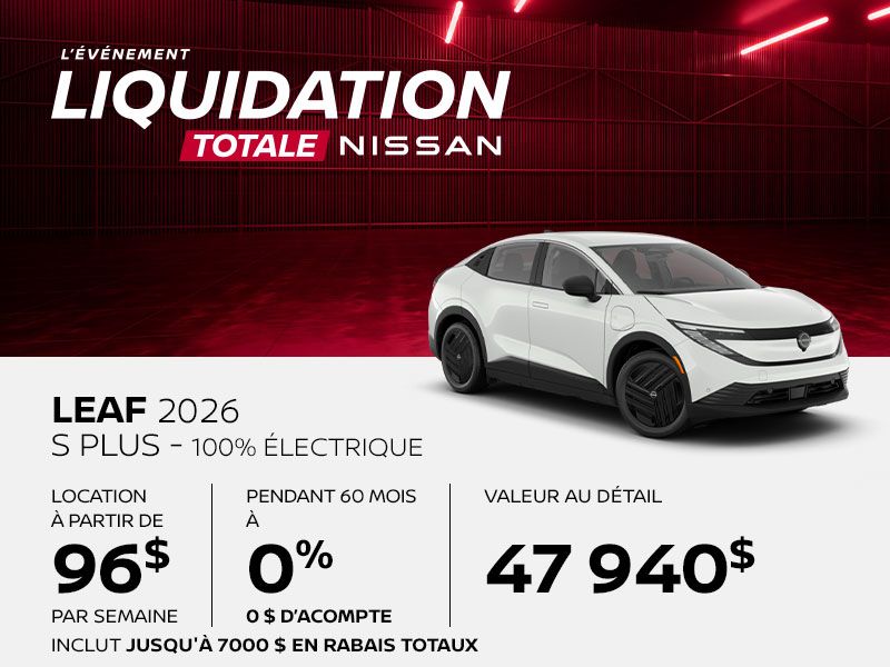 Nissan Leaf neuf en promotion à Montréal