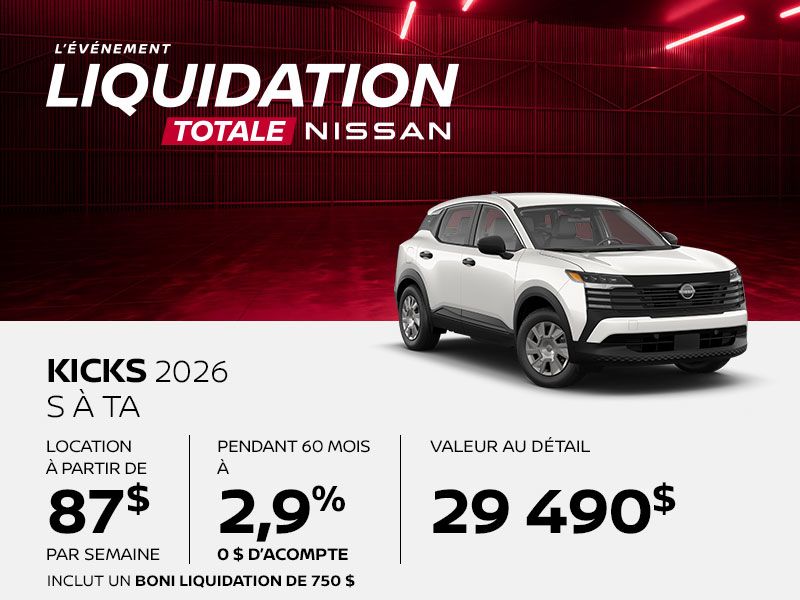 Nissan Kicks TA neuf en promotion à Montréal