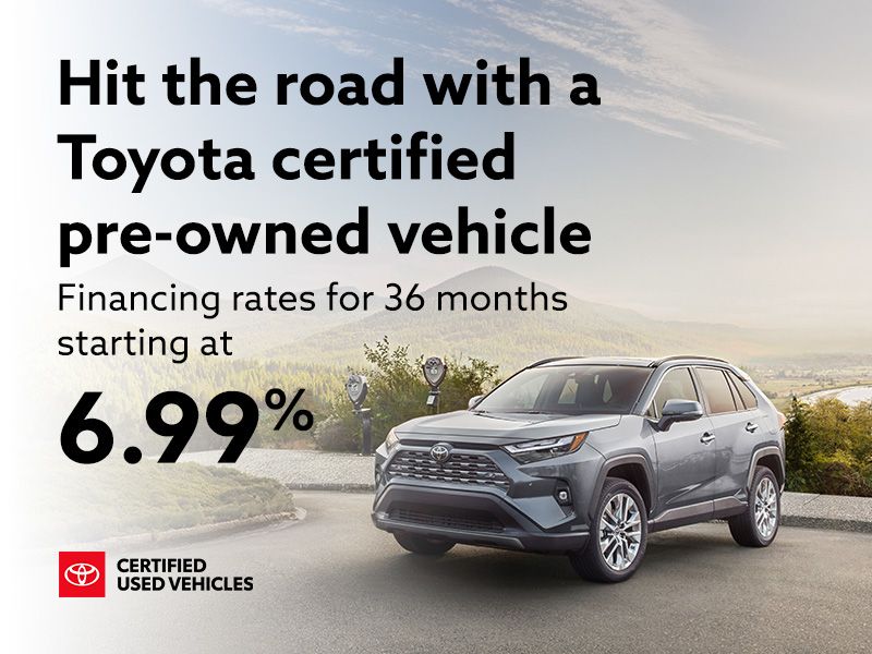 Hit the road with a Toyota Certified Pre-Owned Vehicle