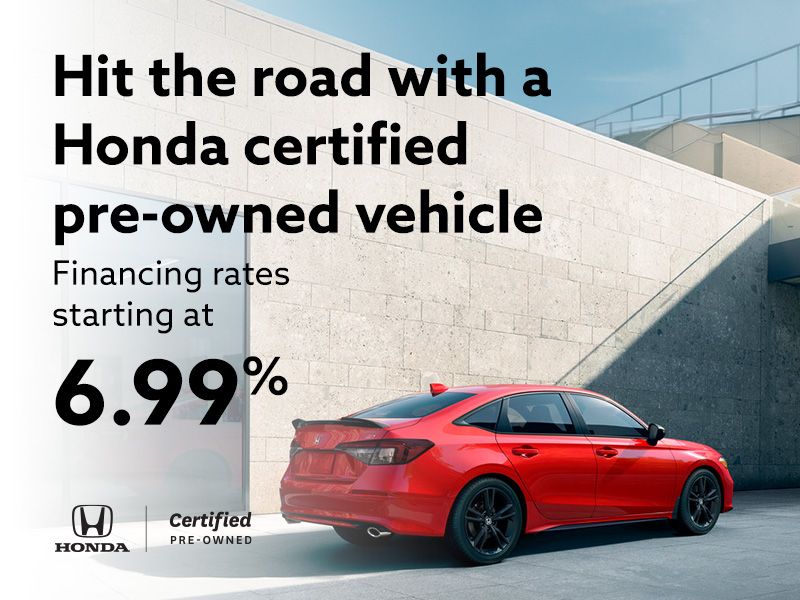 Hit the road with a Honda Certified Pre-Owned Vehicle