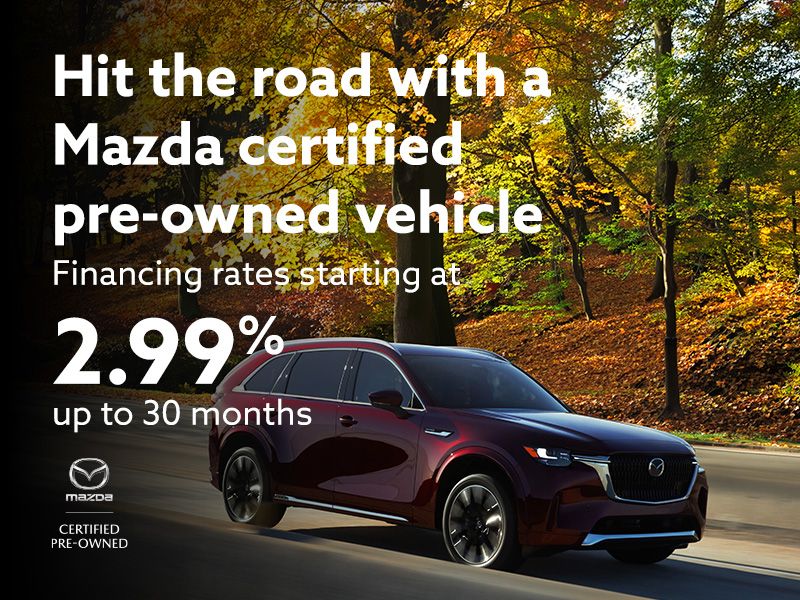 Hit the road with a Mazda certified pre-owned vehicle