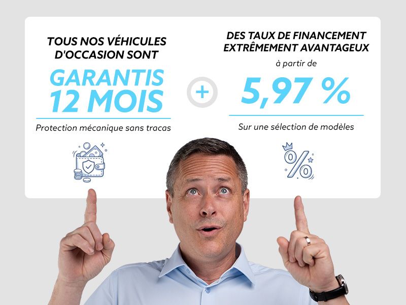 Tous nos véhicules d'occasion sont garantis 12 mois