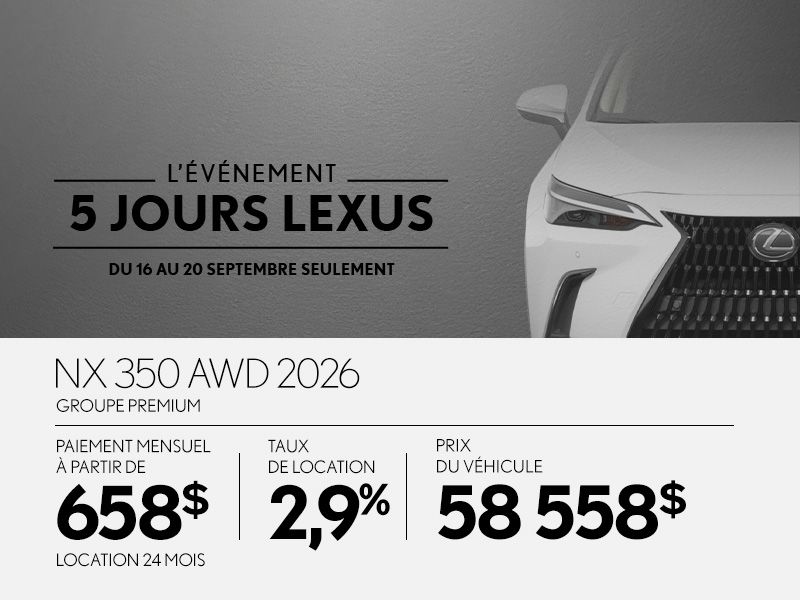 Lexus NX neuf en promotion à Montréal