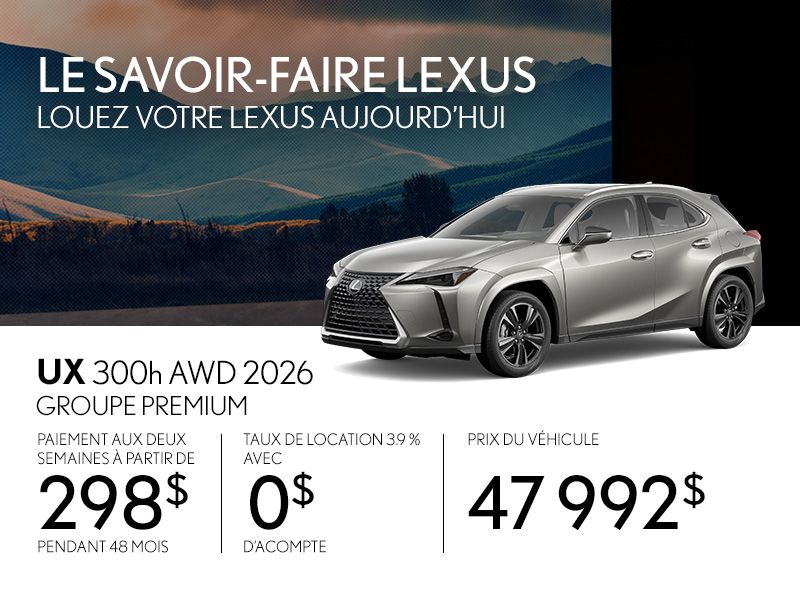 Lexus UX 300h neuf en promotion à Montréal
