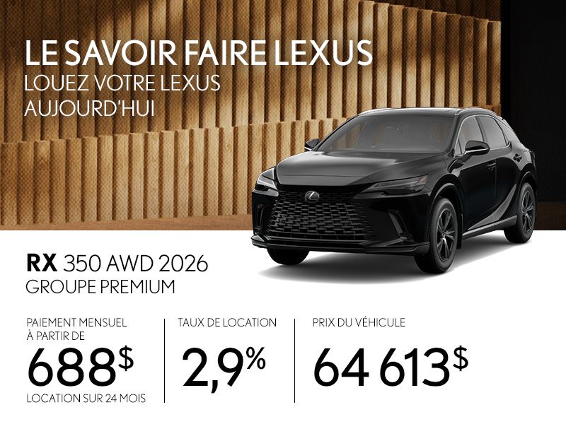 Promotion Lexus RX neuf à Montréal