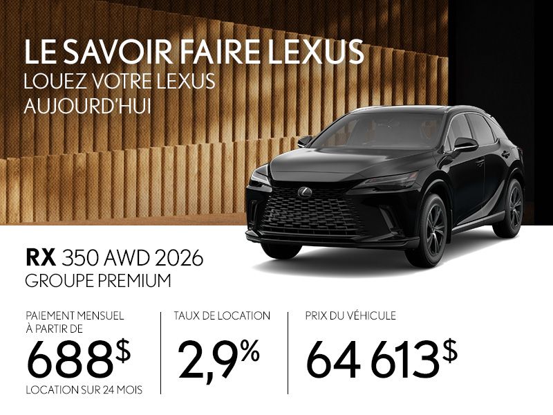 Promotion Lexus RX neuf à Montréal
