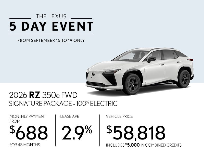 The 5-Day Lexus RZ 350e FWD Event