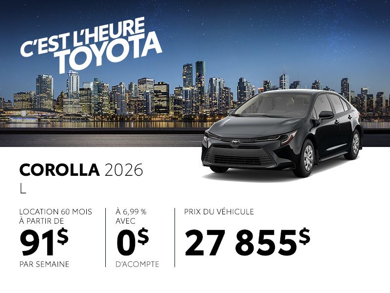Toyota Corolla neuf en promotion à Montréal