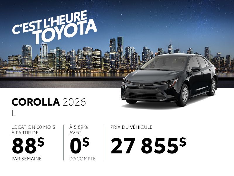 Toyota Corolla neuf en promotion à Montréal