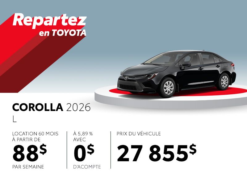 Toyota Corolla neuf en promotion à Montréal