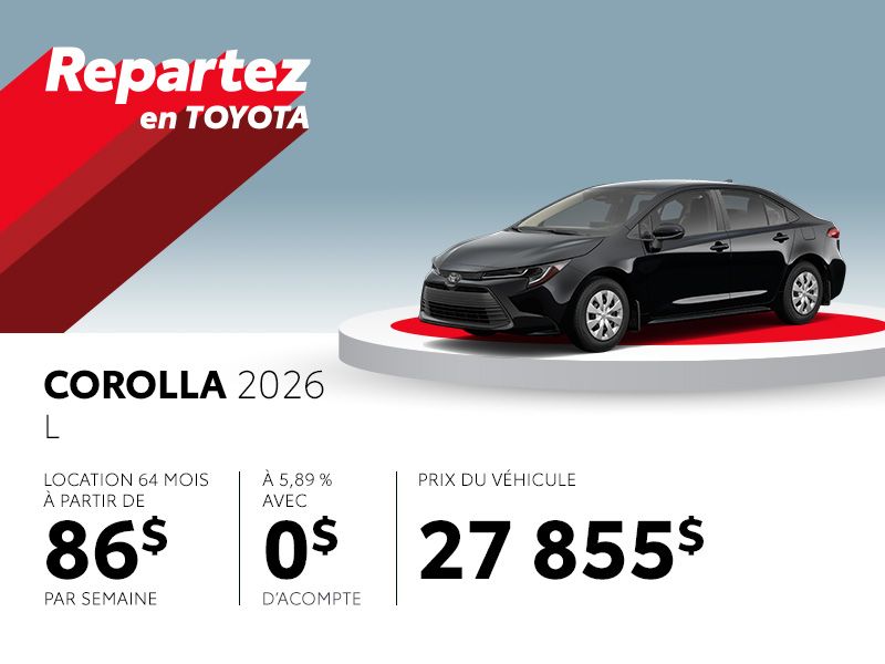 Toyota Corolla neuf en promotion à Montréal