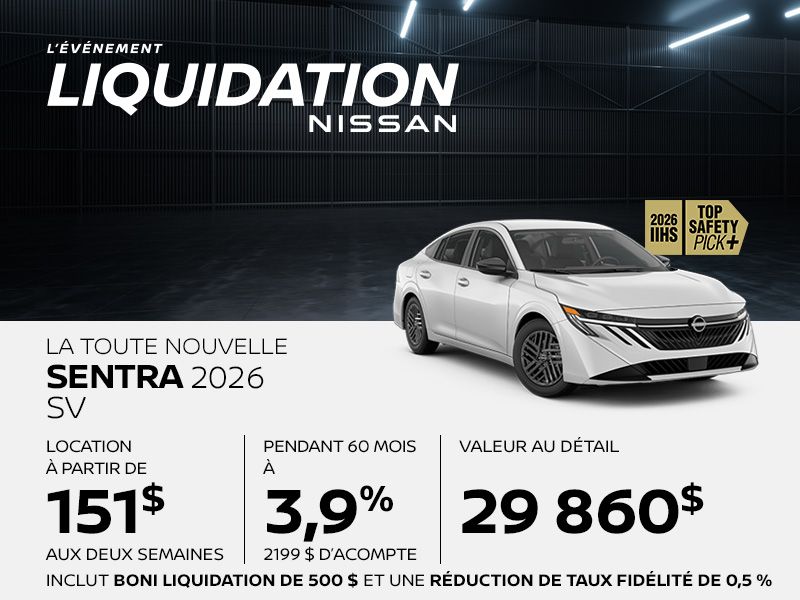 Nissan Sentra neuve en promotion à Montréal