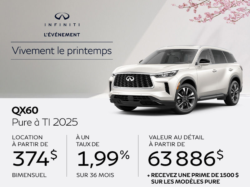 INFINITI QX60 Pure en promotion à Montréal