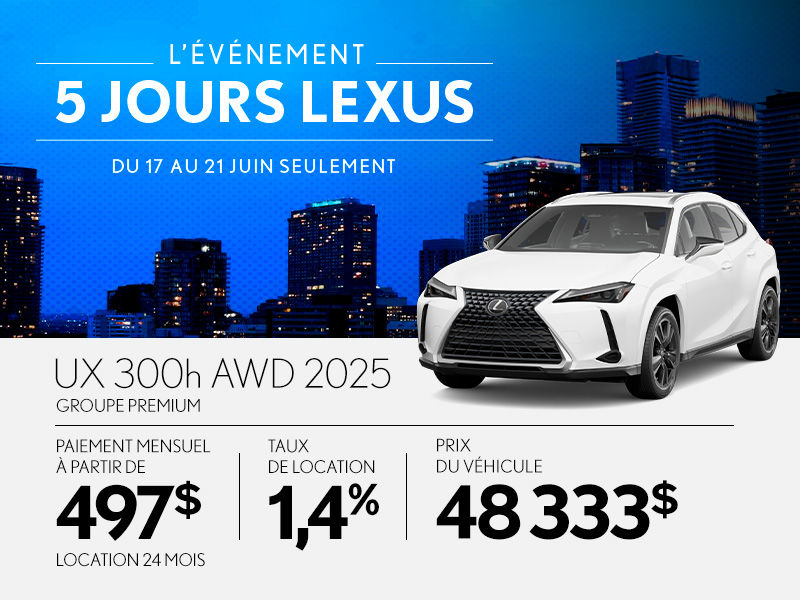 Promotion Lexus UX neuf à Montréal