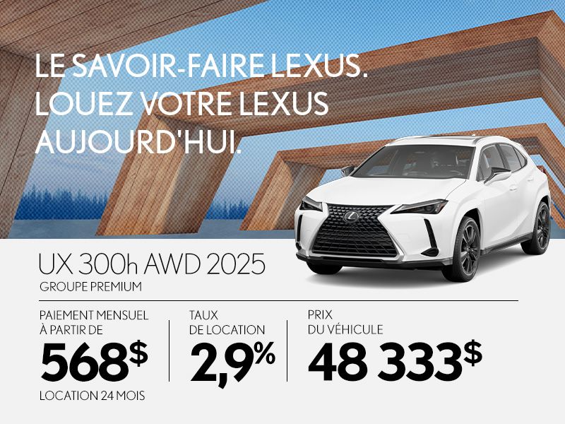 Promotion Lexus UX neuf à Montréal